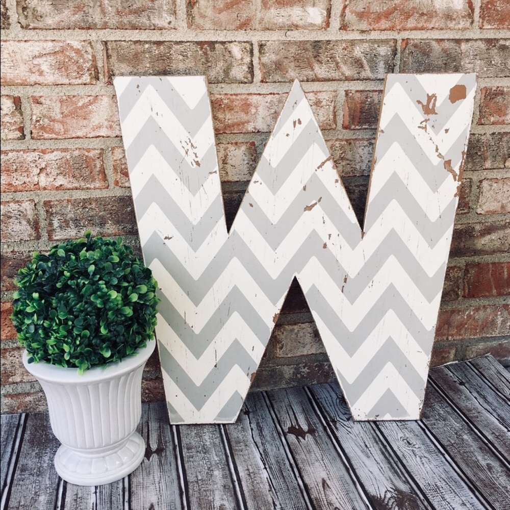 Rustic Chevron Letter W Decor